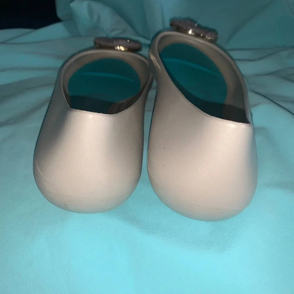 OKA B Tan Crystal Jelly Flats Size 9